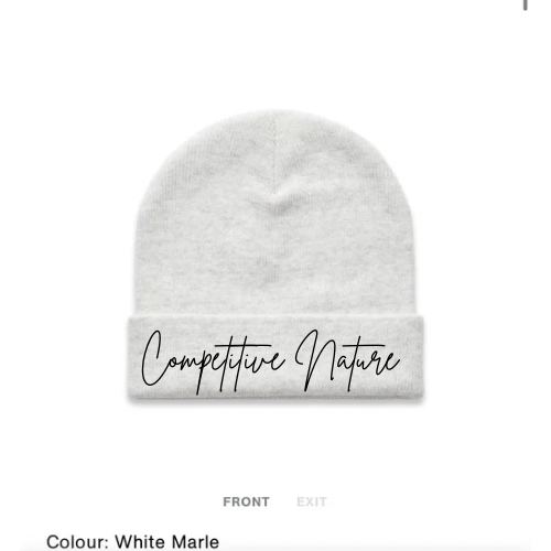 Cuffed Competitive Nature Beanie  (White Marle)