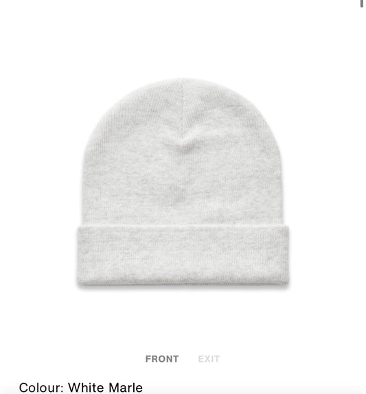 Cuffed Competitive Nature Beanie  (White Marle)