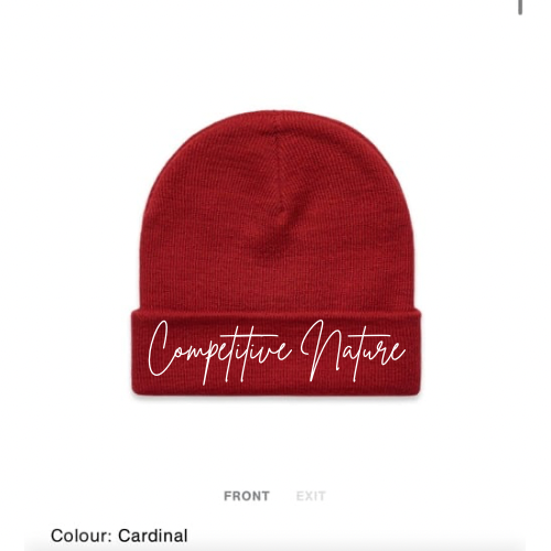 Cuffed Competitive Nature Beanie (Cardinal Red)