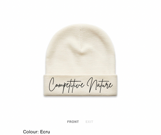 Cuffed Competitive Nature Beanie  (Ecru)